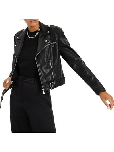 Danielle Bernstein Womens Heavy Short Motorcycle Jacket In Black