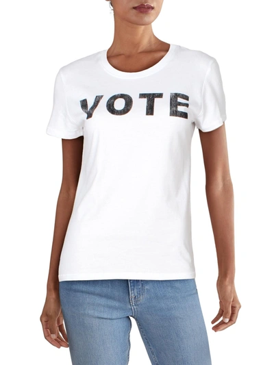 Prince Peter Vote Womens Ribbed Trim Graphic T-shirt In White