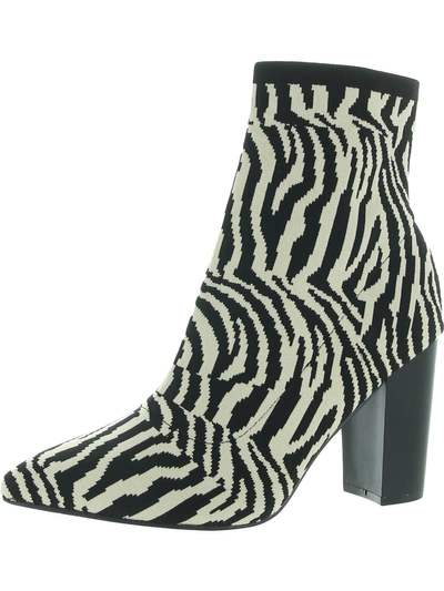 Mia Martin Womens Knit Animal Print Ankle Boots In Multi