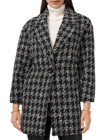 Vince Camuto Womens Houndstooth Collared One-button Blazer In Black