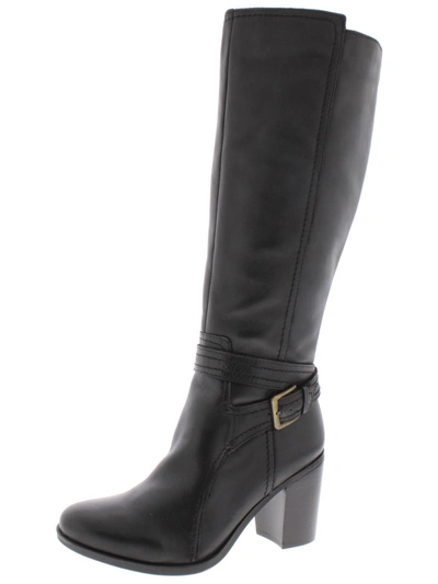 Naturalizer Kelsey Womens Leather Buckle Riding Boots In Black