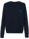 The Elder Statesman Palm Tree Regular Sweater In Blue