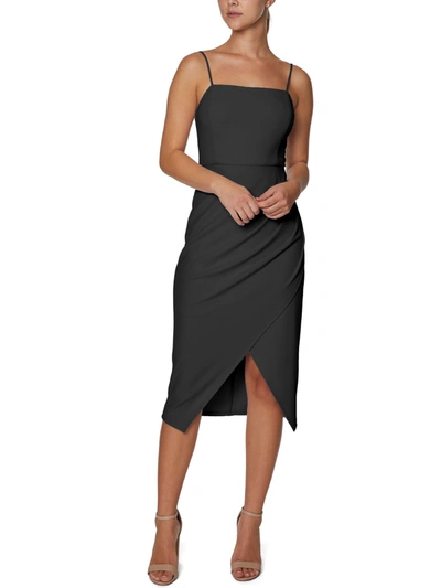 Laundry By Shelli Segal Womens Stretch Crepe Midi Cocktail And Party Dress In Black