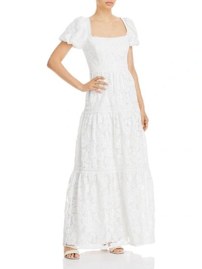 Aqua Womens Lace Tiered Evening Dress In White