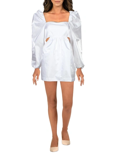 Danielle Bernstein Juniors Womens Rhinestone Mini Cocktail And Party Dress In White