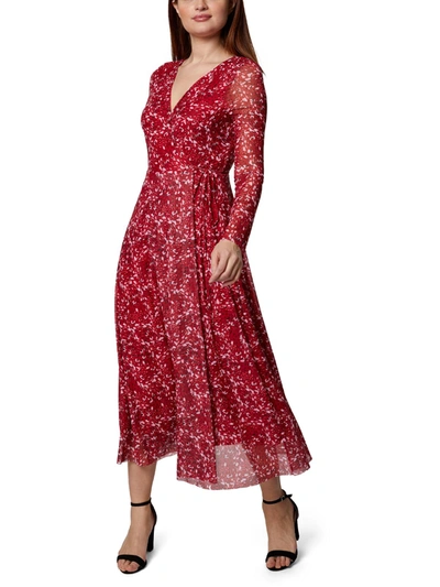 Bcbgeneration Womens Printed Maxi Wrap Dress In Red