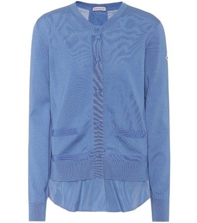 Moncler Cotton Cardigan In Blue