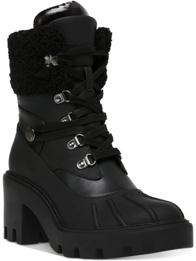 Steve Madden Northern Womens Faux Fur Lug Sole Combat & Lace-up Boots In Black