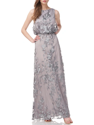 Js Collections Womens Blouson Maxi Evening Dress In Silver