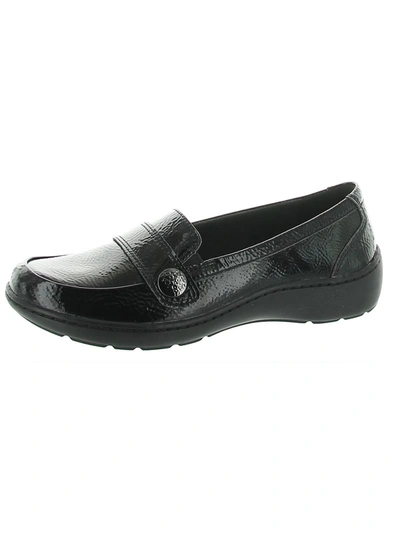 Clarks Cora Daisy Womens Leather Slip On Loafers In Black