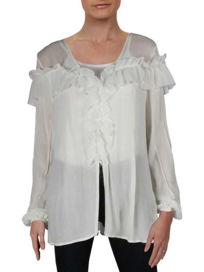 Band Of Gypsies Womens Ruffled V-neck Top In White