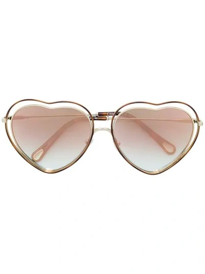Chloé Heart Shaped Sunglasses In 238 Havana/brown