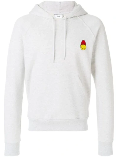 Ami Alexandre Mattiussi Hoodie With Patch Smiley In Grey