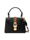 Gucci Sylvie Mini Chain-trimmed Leather And Canvas Shoulder Bag In 8639 Nero/vrv