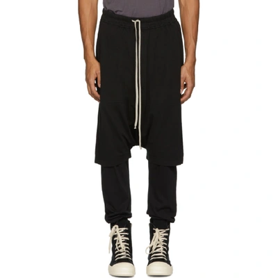 Rick Owens Drkshdw Black Drop Crotch Shorts In 09 Black