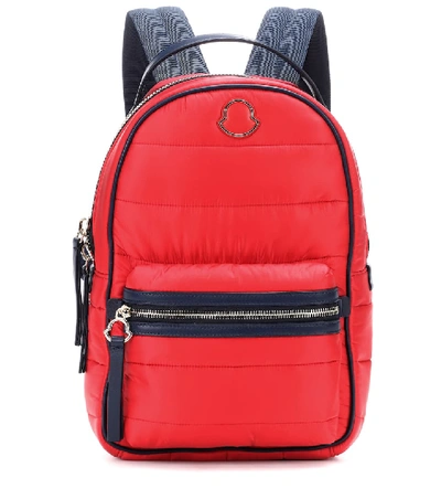 Moncler Georgette Leather-trimmed Backpack In Red