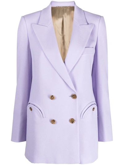 Blazé Milano Cool & Easy Everyday Double-breasted Wool-crepe Blazer In Purple