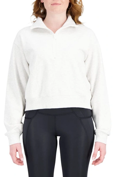 New Balance Women's Athletics Remastered French Terry 1/4 Zip In White