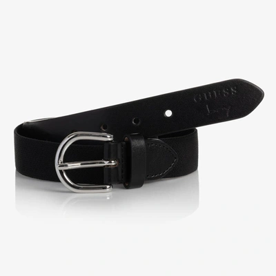 Guess Boys Black Elasticated Belt In Black