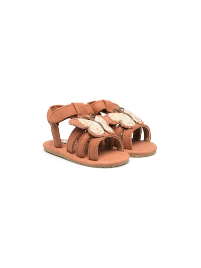 Donsje Baby Girls Brown Butterfly Leather Sandals