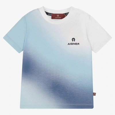 Aigner Baby Boys Blue Ombre Cotton Logo T-shirt