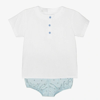 Paz Rodriguez Babies' Boys Blue Cotton Shorts Set