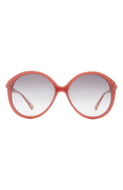 Chloé 58mm Round Sunglasses In Orange Orange Grey