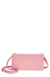Tom Ford Mini Croc Embossed Leather Crossbody Bag In Pink