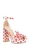 Pelle Moda Gema Ankle Strap Platform Sandal In White/ Red