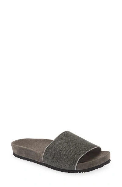 Brunello Cucinelli Monili Slide Sandal In Grey