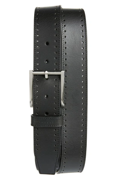 Florsheim Vallon Perforated Leather Belt In Black