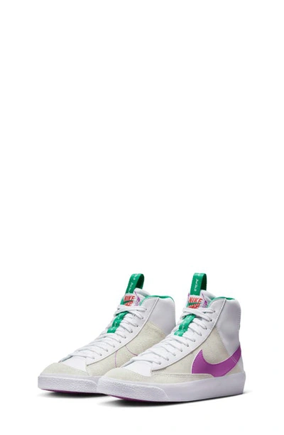 Nike Kids' Blazer Mid '77 Se Sneaker In White/ Green/ Red/ Fuchsia