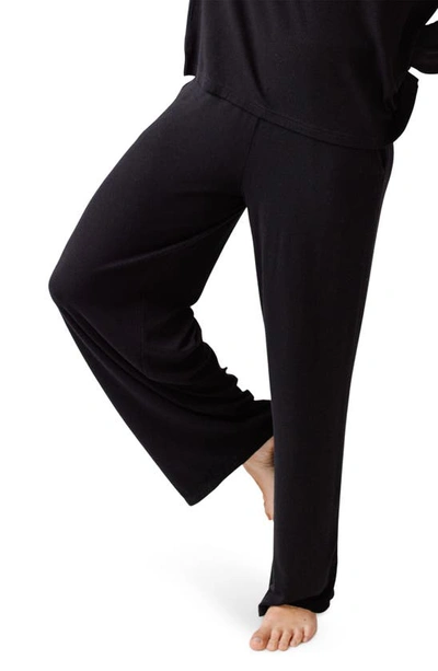 Cozy Earth Rib Knit Pyjama Trousers In Black