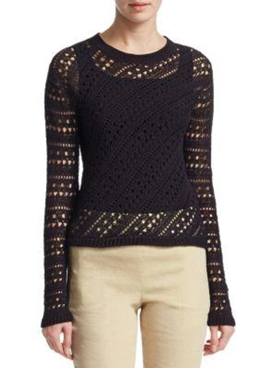 Theory Crochet Crewneck Sweater In Black
