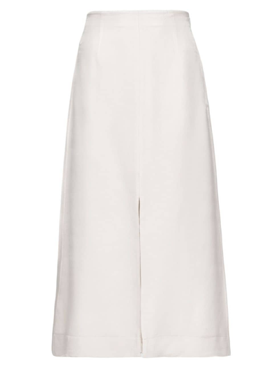 Prada Garment-dyed Silk Twill Midi Skirt In Ivory