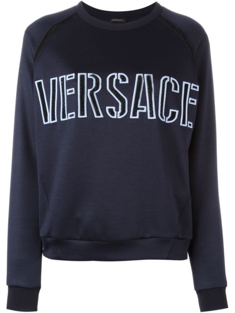 Versace Front Embroidered Logo Sweatshirt | ModeSens