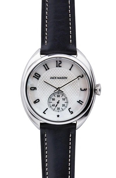 Jack Mason Issue No. 1 Leather Strap Watch, 41mm In Black/ Mop/ Silver