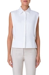 Akris Fitted Linen Voile Blouse In White