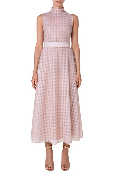 Akris Square-embroidered Midi Dress In Greige