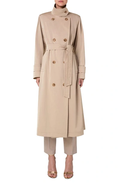 Akris Ona Classic Belted Trench Coat In Sand