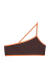 Jacquemus Maio Asymmetric Bikini Top In Brown