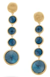 Marco Bicego 'jaipur' Semiprecious Stone Linear Earrings In Yellow Gold/ Blue Topaz