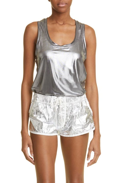 Tom Ford Laminated Fluid Jersey Racerback Tank Top In Silver