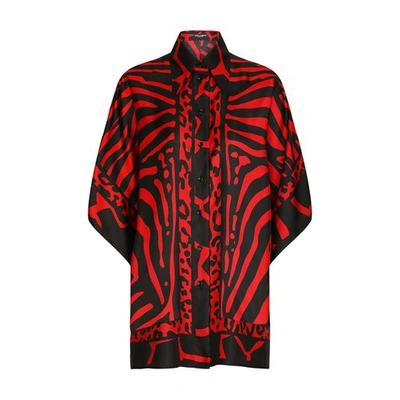 Dolce & Gabbana Zebra And Leopard-print Twill Shirt In Red