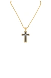 American Exchange Diamond Accent Cross Pendant Necklace In Gold/ Black
