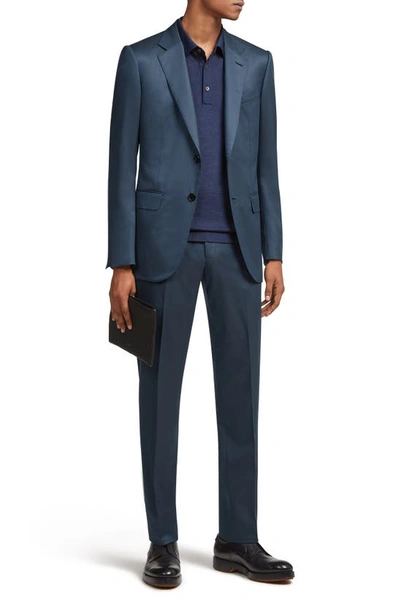 Zegna Tailored Wool Suit In Blue