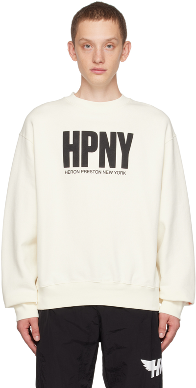 Heron Preston Flocked Logo Cotton Sweatshirt In White