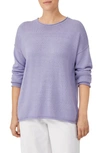 Eileen Fisher Boxy Rolled Edge Sweater In Plume