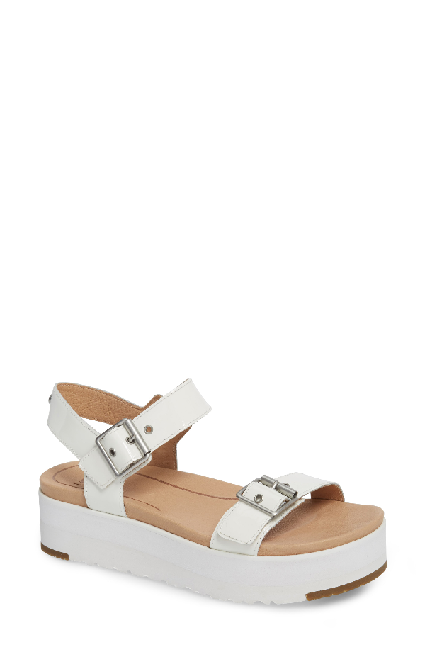 white leather platform sandals