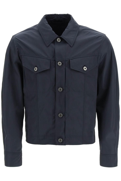 Ferragamo Salvatore  Short Techno Twill Jacket In Navy